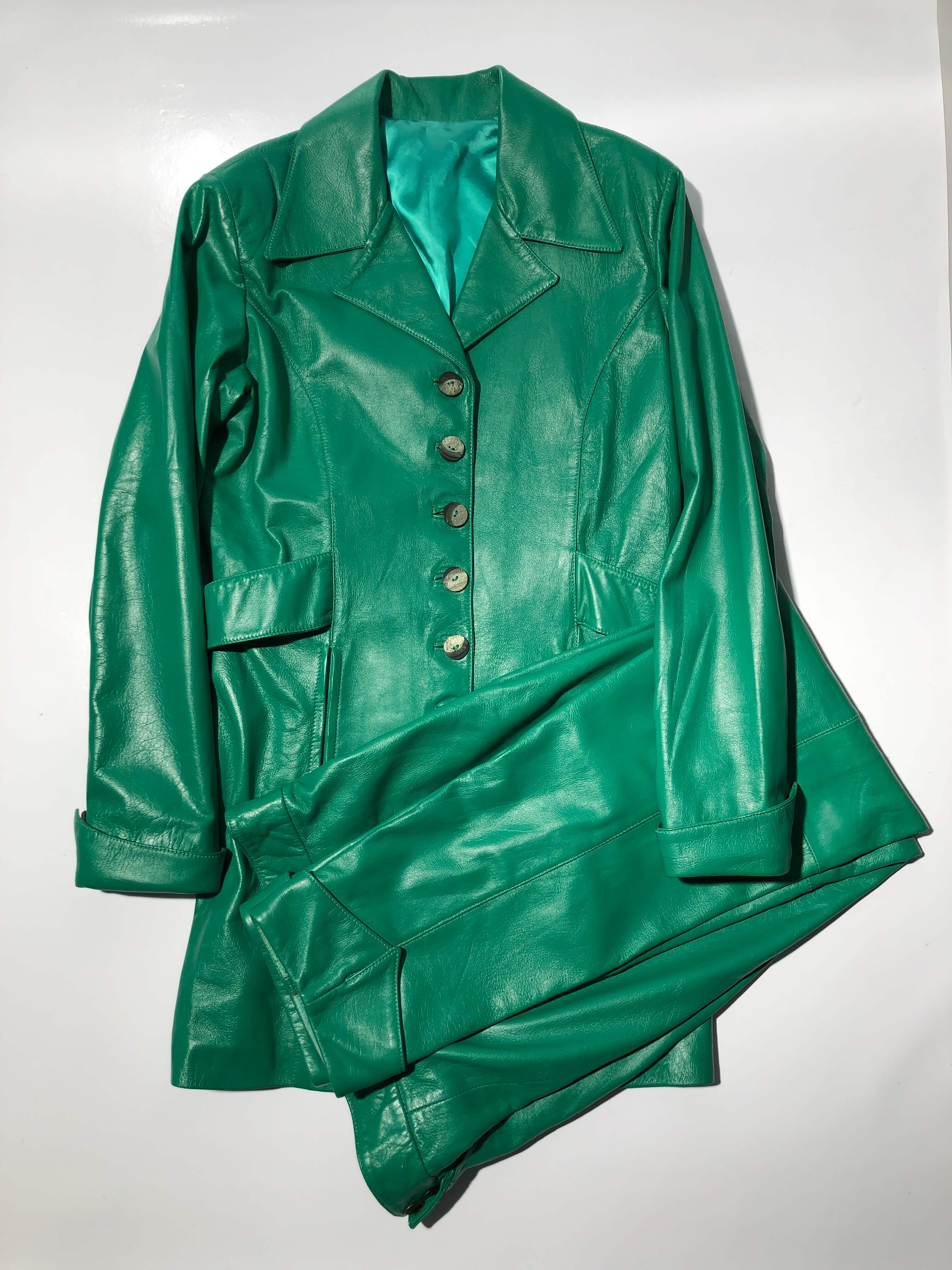 north beach leather green suit