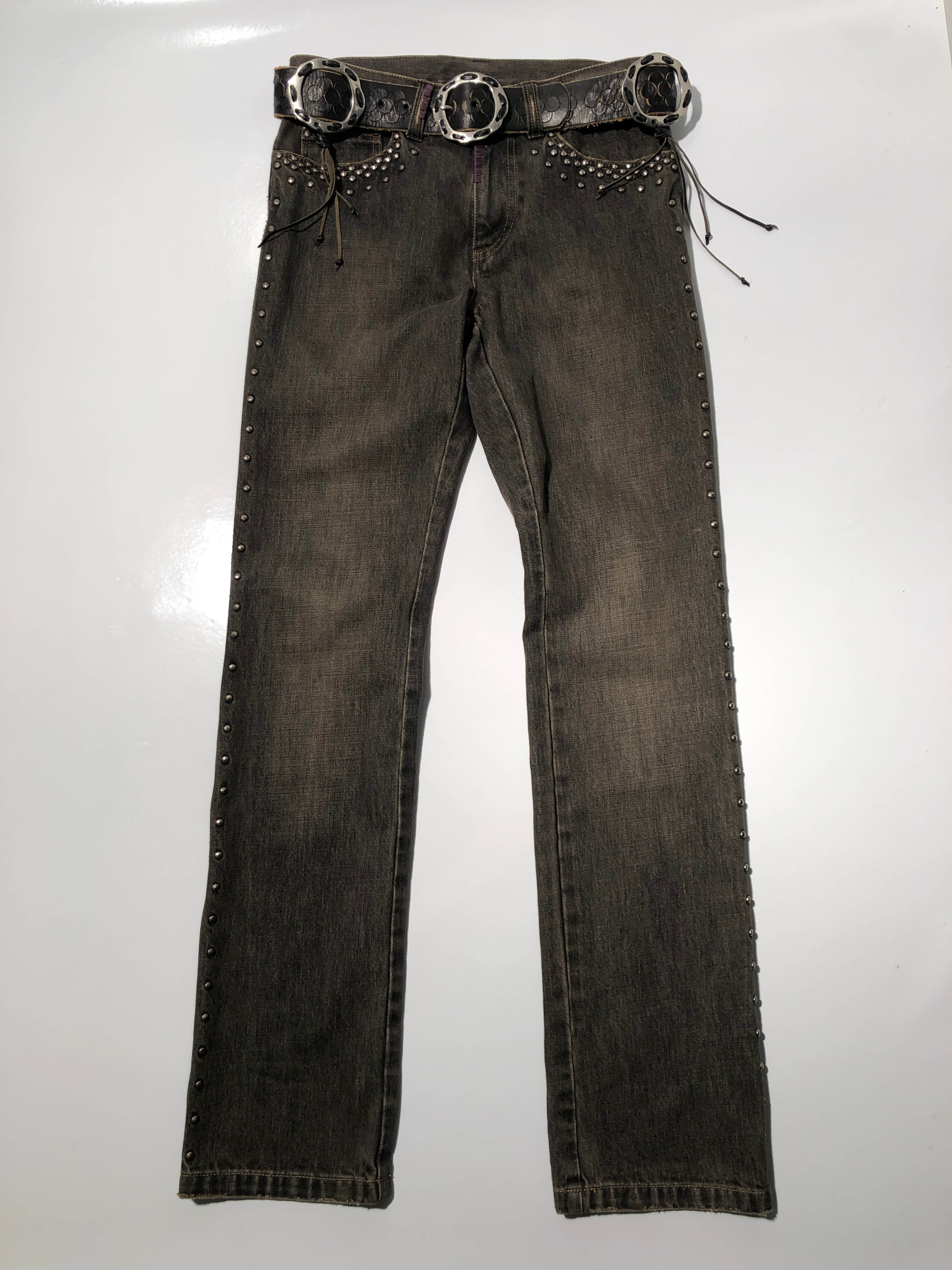 katharine hamnett studded jeans + leather belt