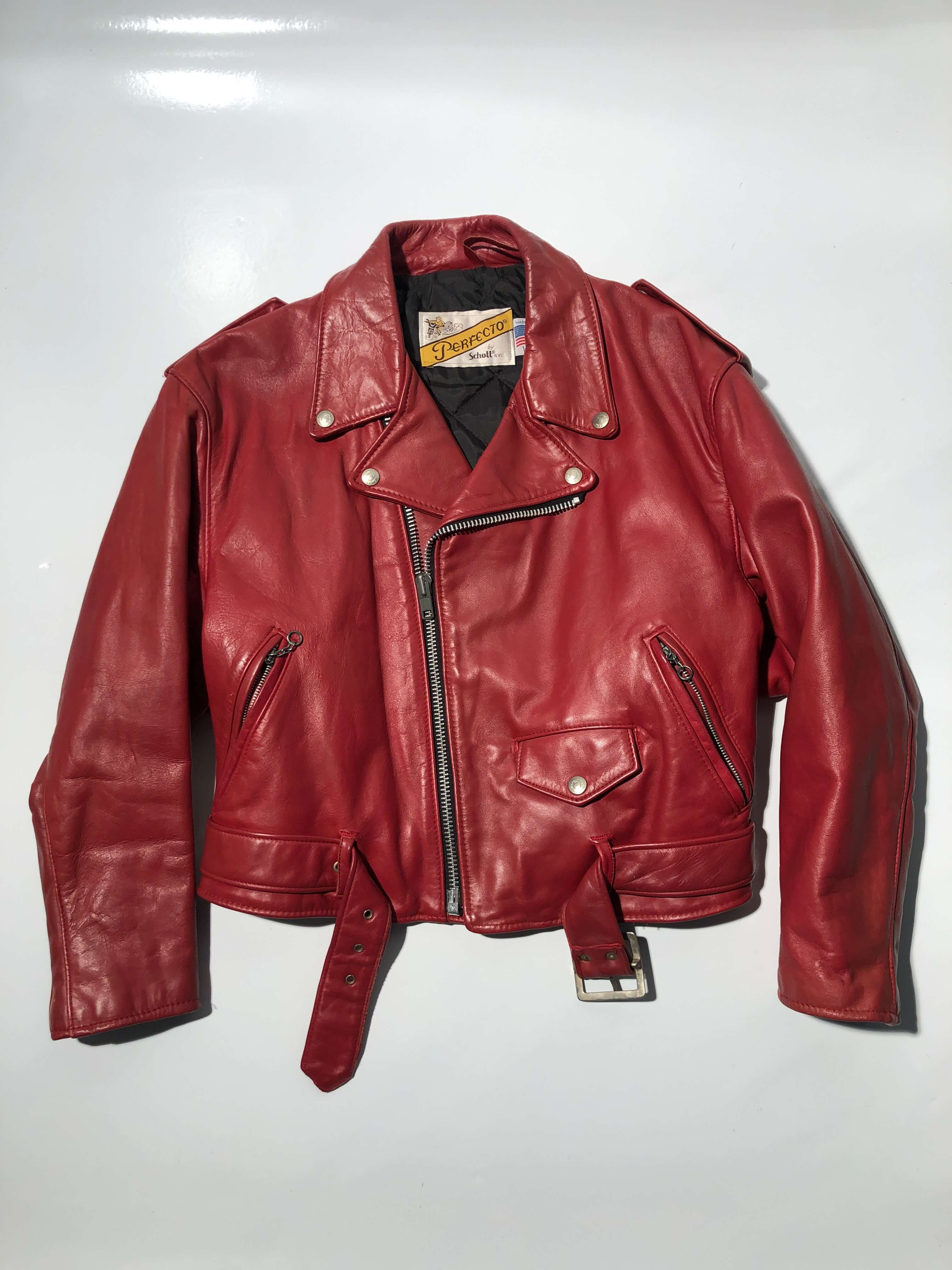 schott 808w red biker jacket