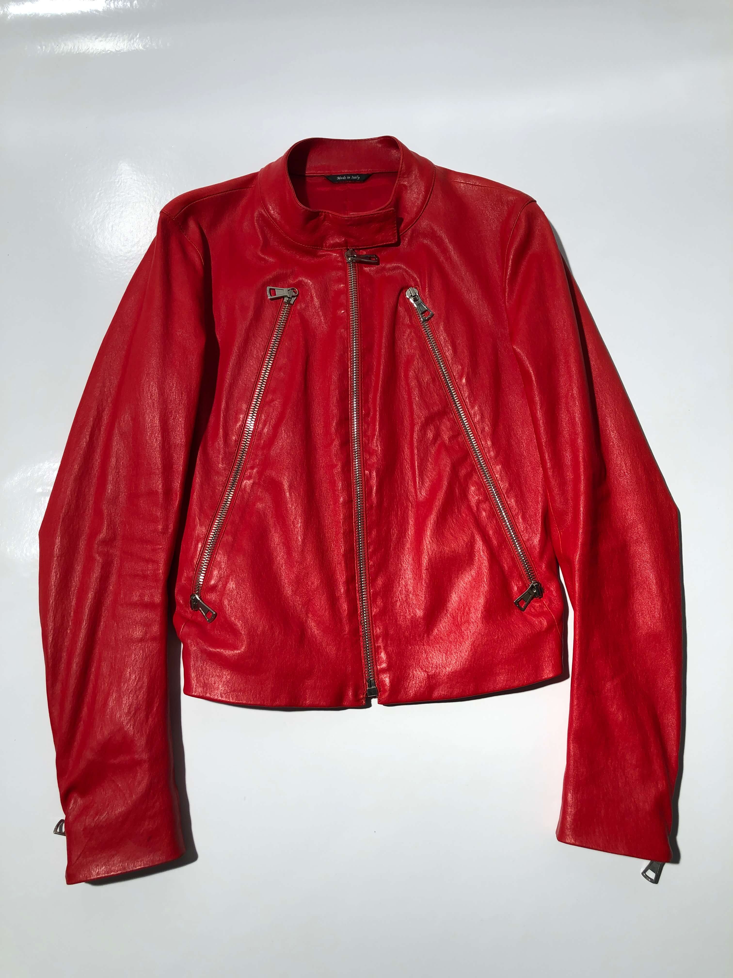 Maison Martin Margiela 5-zip red leather jacket