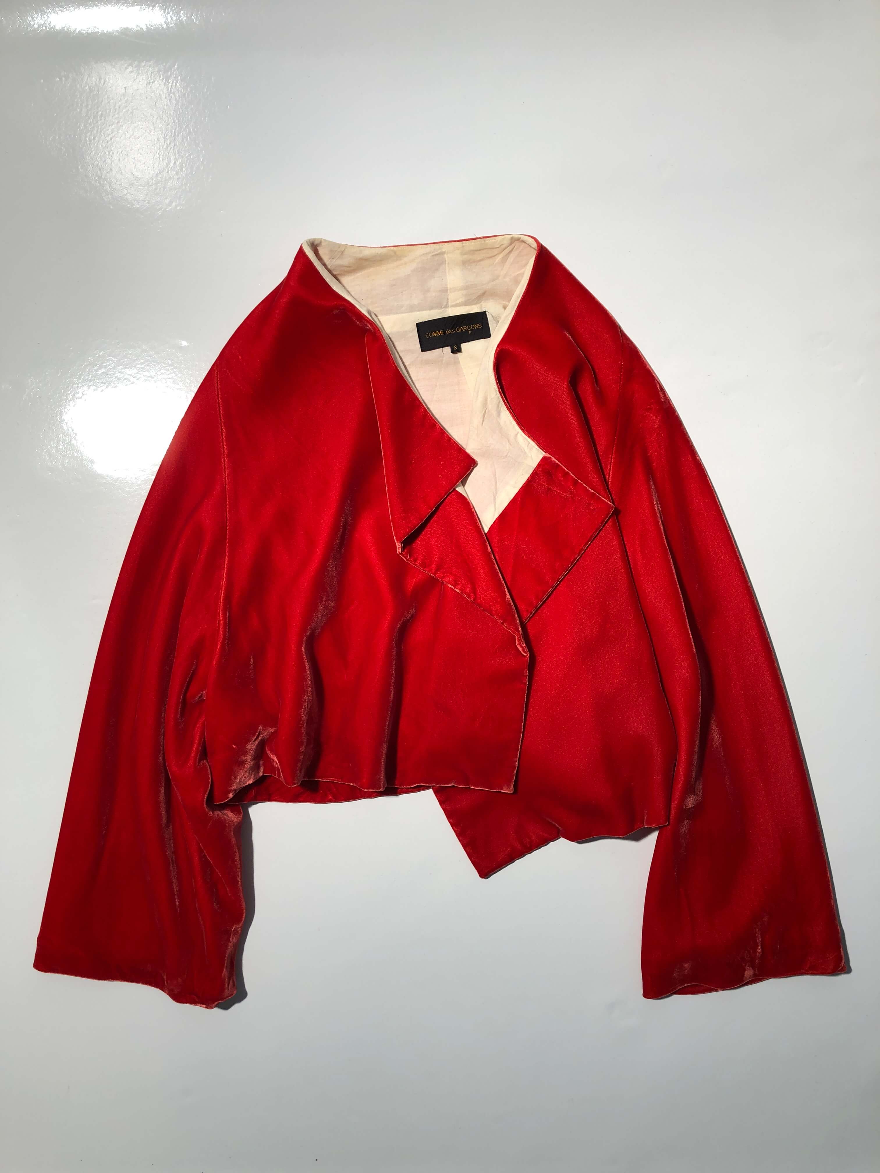 Comme Des Garcons 1996 fw &#039;Flowering Clothes&#039; red velour jacket