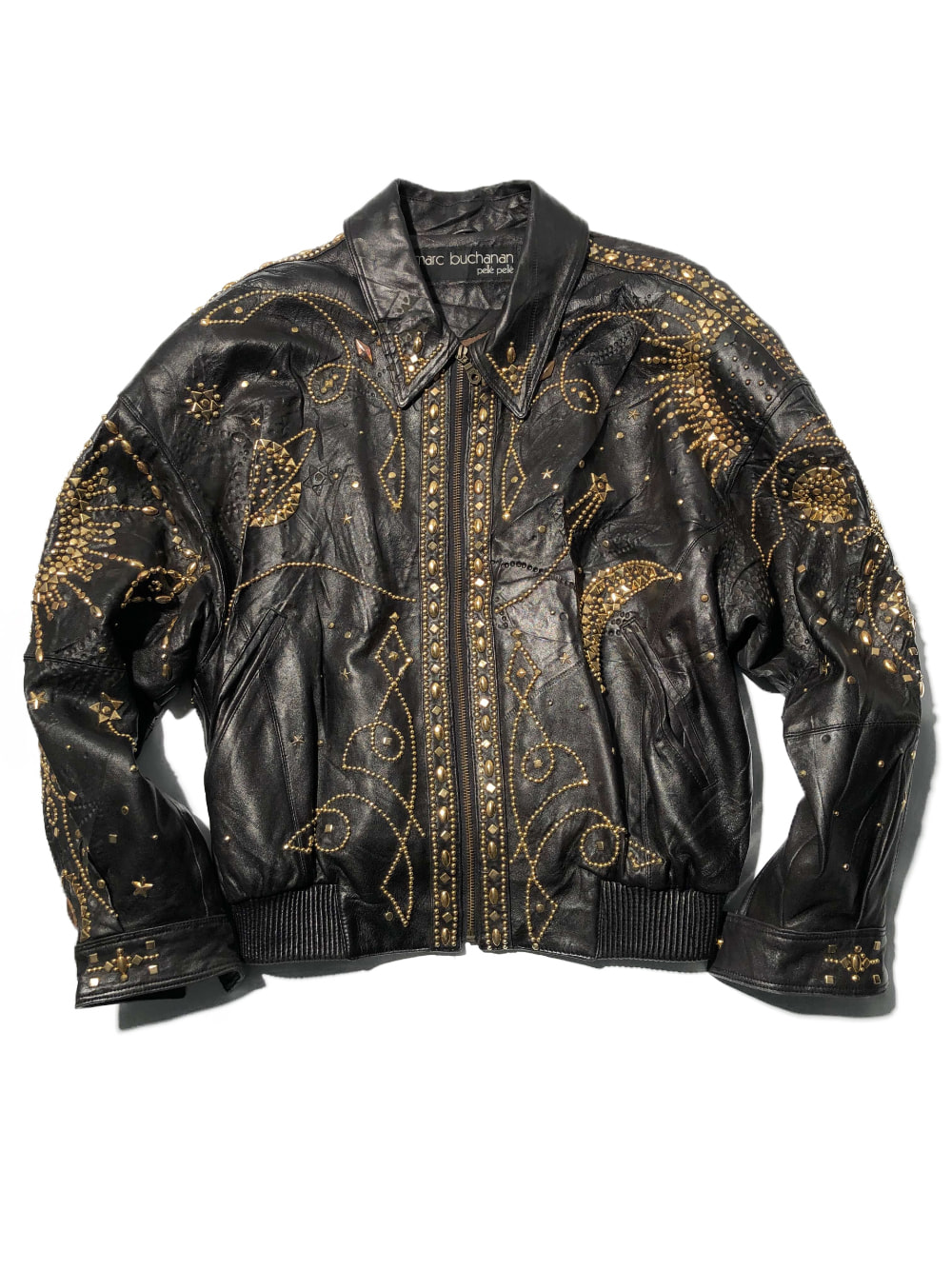pelle pelle marc buchanan studded leather bomber jacket
